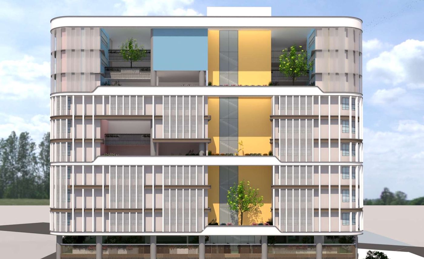 Architect's render of the Duama Bay School front elevation